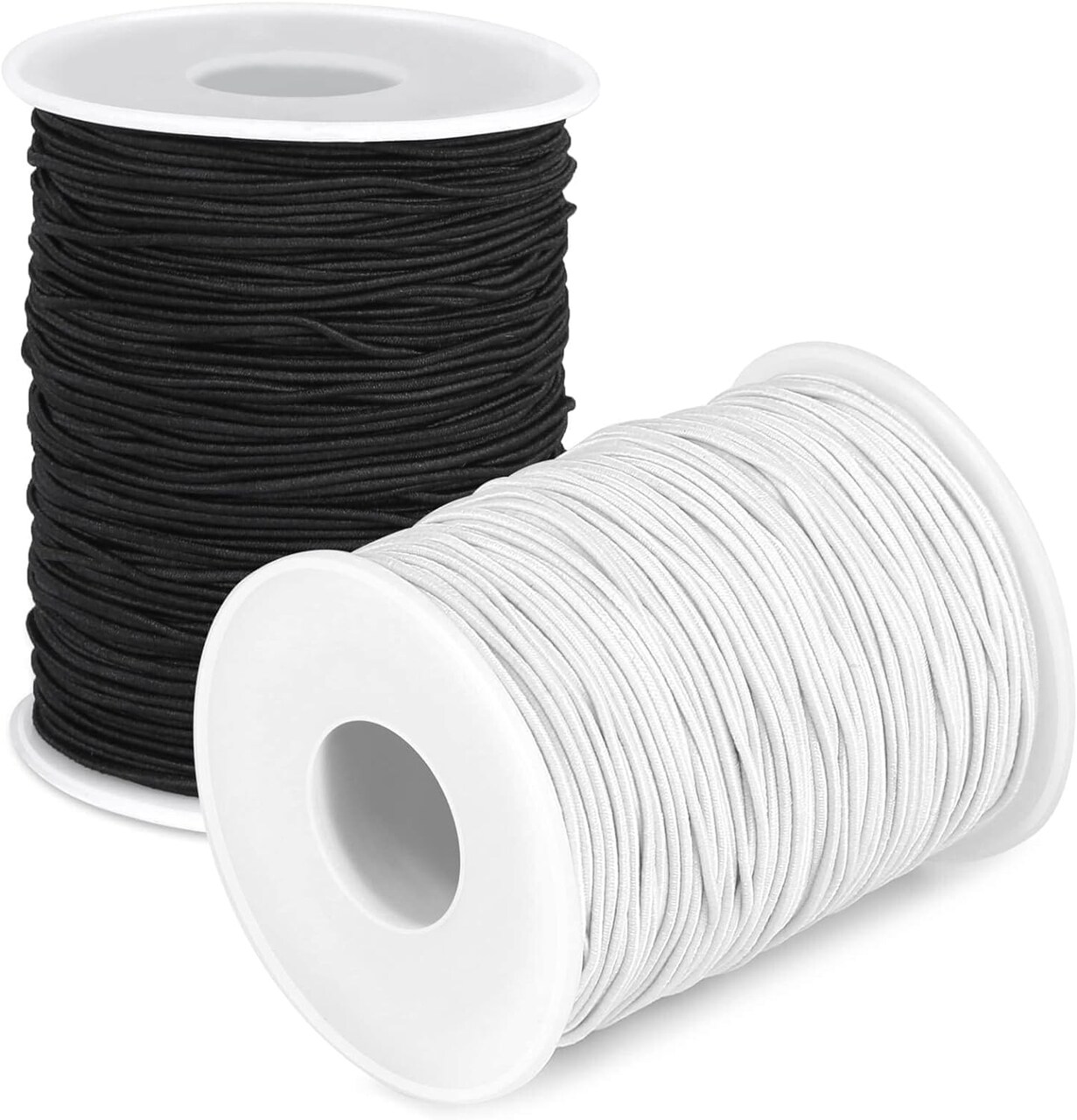Elastic String Cord, 2 Pack Stretchy String for Bracelets, Necklace, Beading, Jewelry Making and Sewing (1.2 MM, 109 Yards, Black & White)